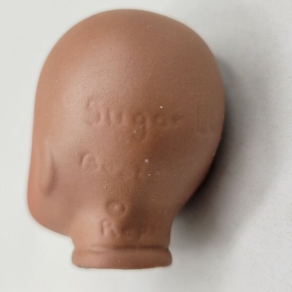 Sugar Lump Porcelain Bisque Brown Doll Head Repro Painted Face Closed Eyes - Picture 7 of 8